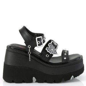 Wedge Platform Heart Gothic Spider Web Sandals